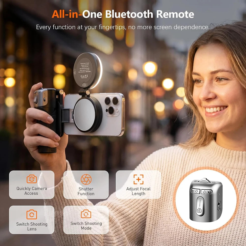 accesorios para teléfono celular con botón de obturador inalámbrico desmontable para iPhone 16 17 Pro Max, soporte ergonómico cómodo