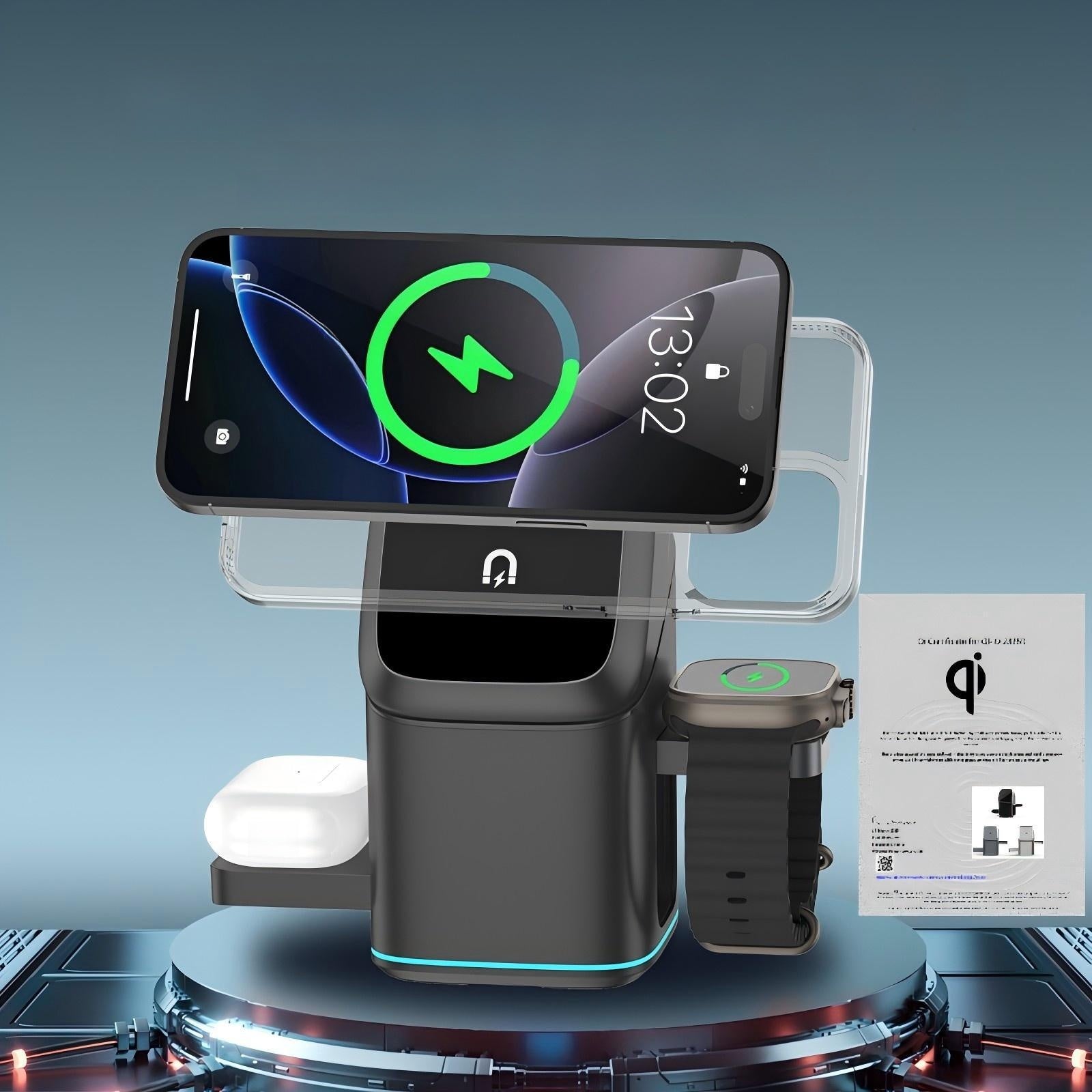 Qi2 Certified 3-in-1 Magnetic Wireless Charger